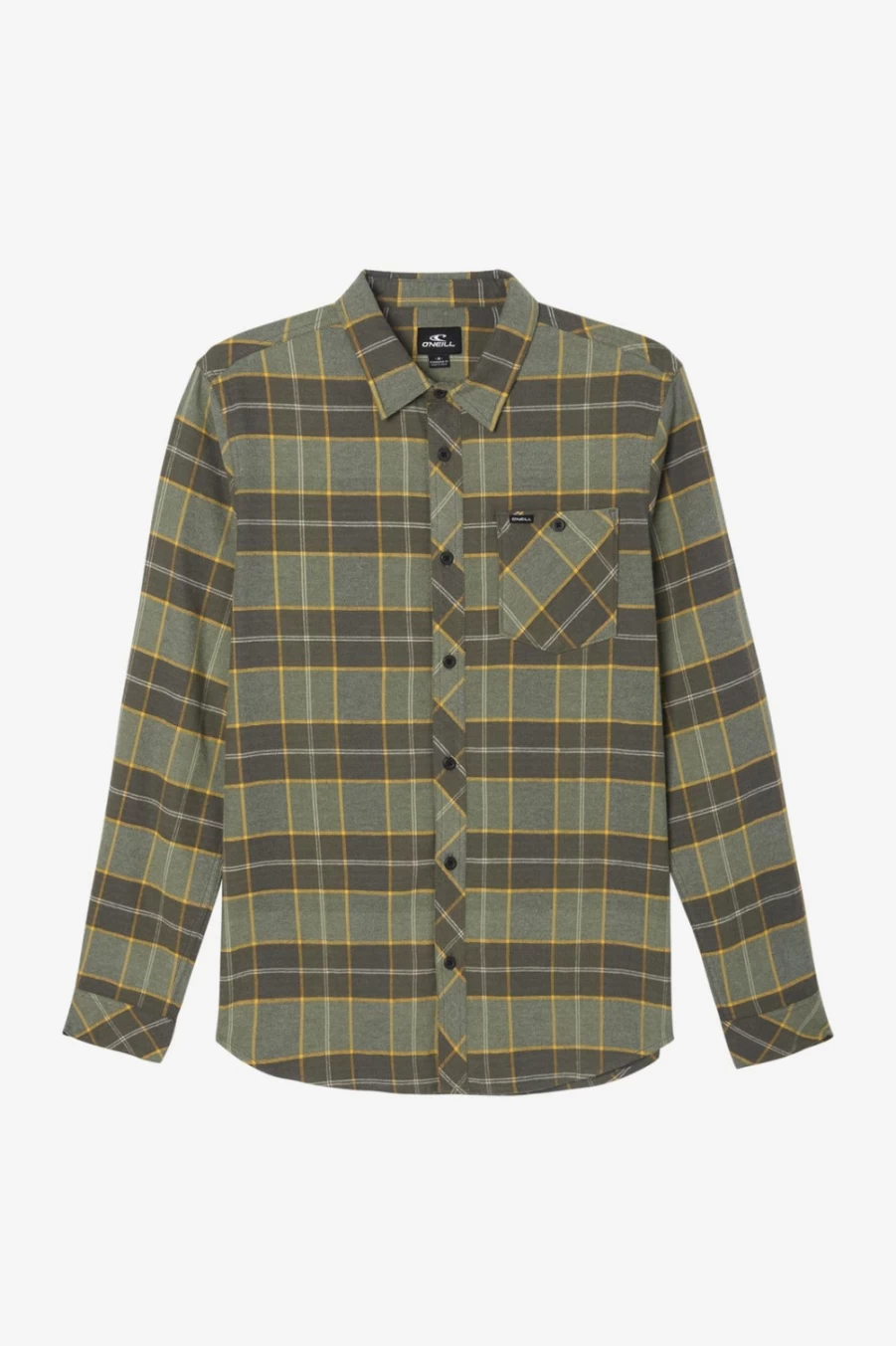 O'Neill Men's Dark Olive Redmond Plaid Stretch Flannel Shirt