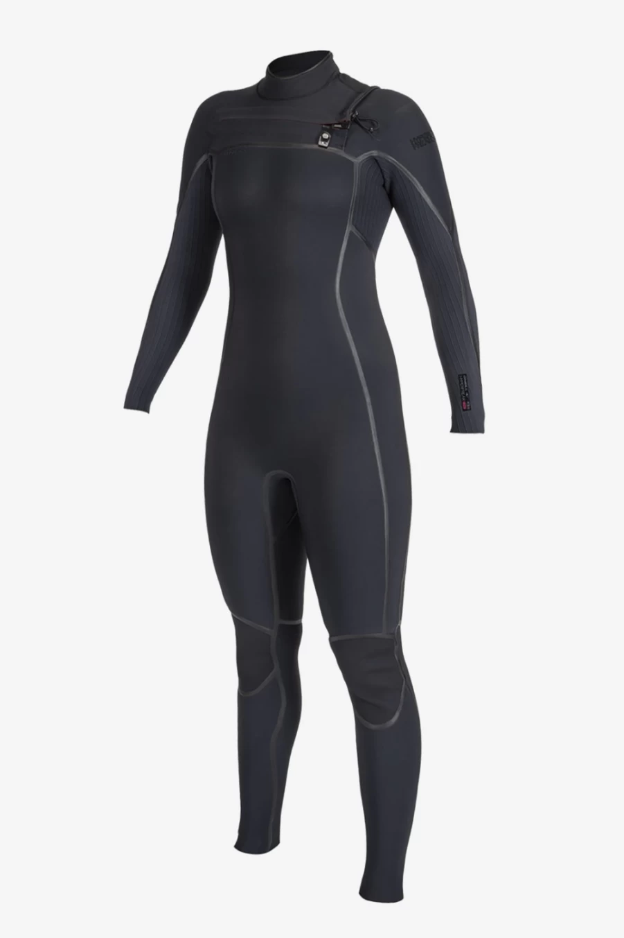 O'Neill Women's Hyperfreak Fire 4/3mm Chest Zip Full Wetsuit - Black/Black (Blk/Blk)