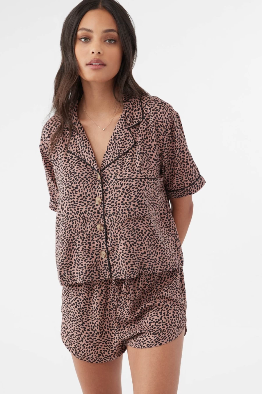 O'Neill Women's Black Skipp Pajama Set - Comfortable Sleepwear PJs