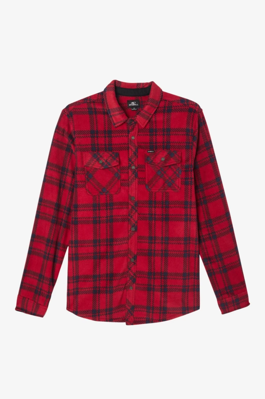 O'Neill Men's Red Glacier Plaid Superfleece Flannel Shirt - Warm Winter Lumberjack Style