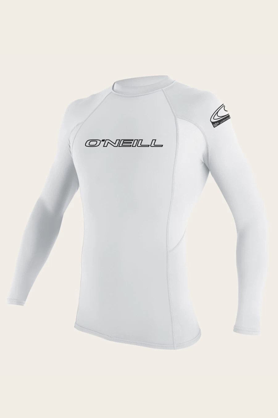 O'Neill Men's Youth Basic 50+ Long Sleeve Rash Guard - White UPF Sun Protection Surf Shirt