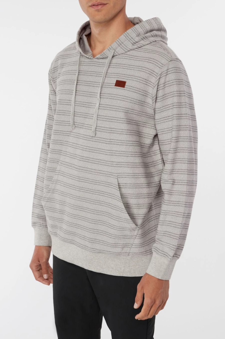 O'Neill Men's Bavaro Striped Pullover Fleece in Fog Color