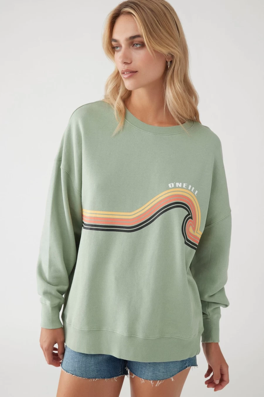 O'Neill Women's Sage Green Oversized Fleece Jacket - Choice Cozy & Comfortable