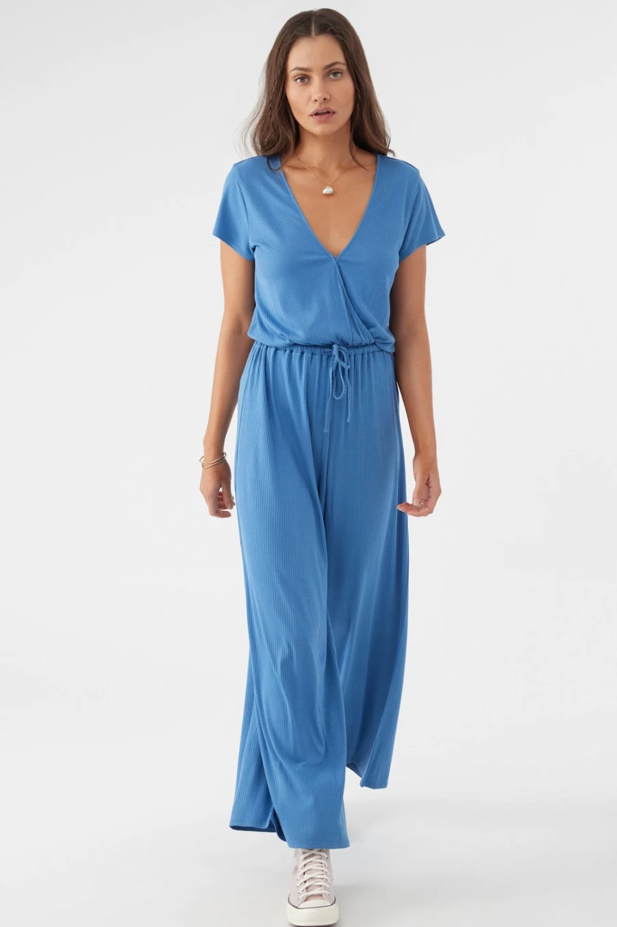 O'Neill Women's Classic Blue Robbie Rib Knit Jumpsuit - Comfortable Stylish One-Piece Outfit