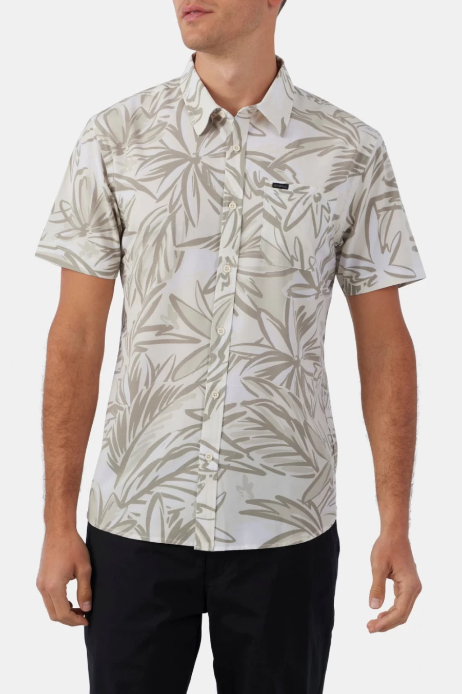 O'Neill Men's TRVLR UPF Traverse Standard Shirt in Cream - Sun Protective Travel Shirt