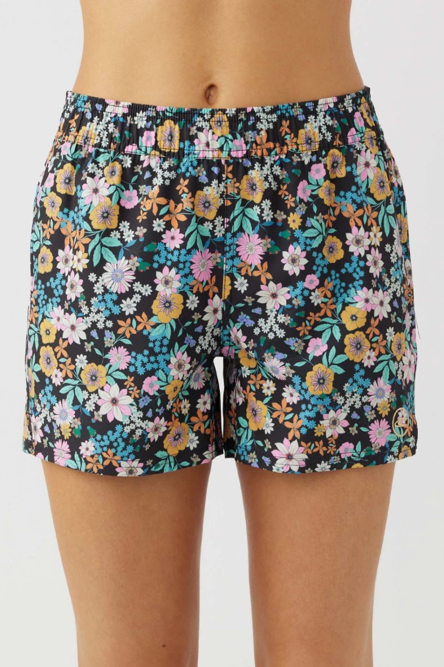 O'Neill Women's Black Jetties Printed Stretch 4" Boardshorts