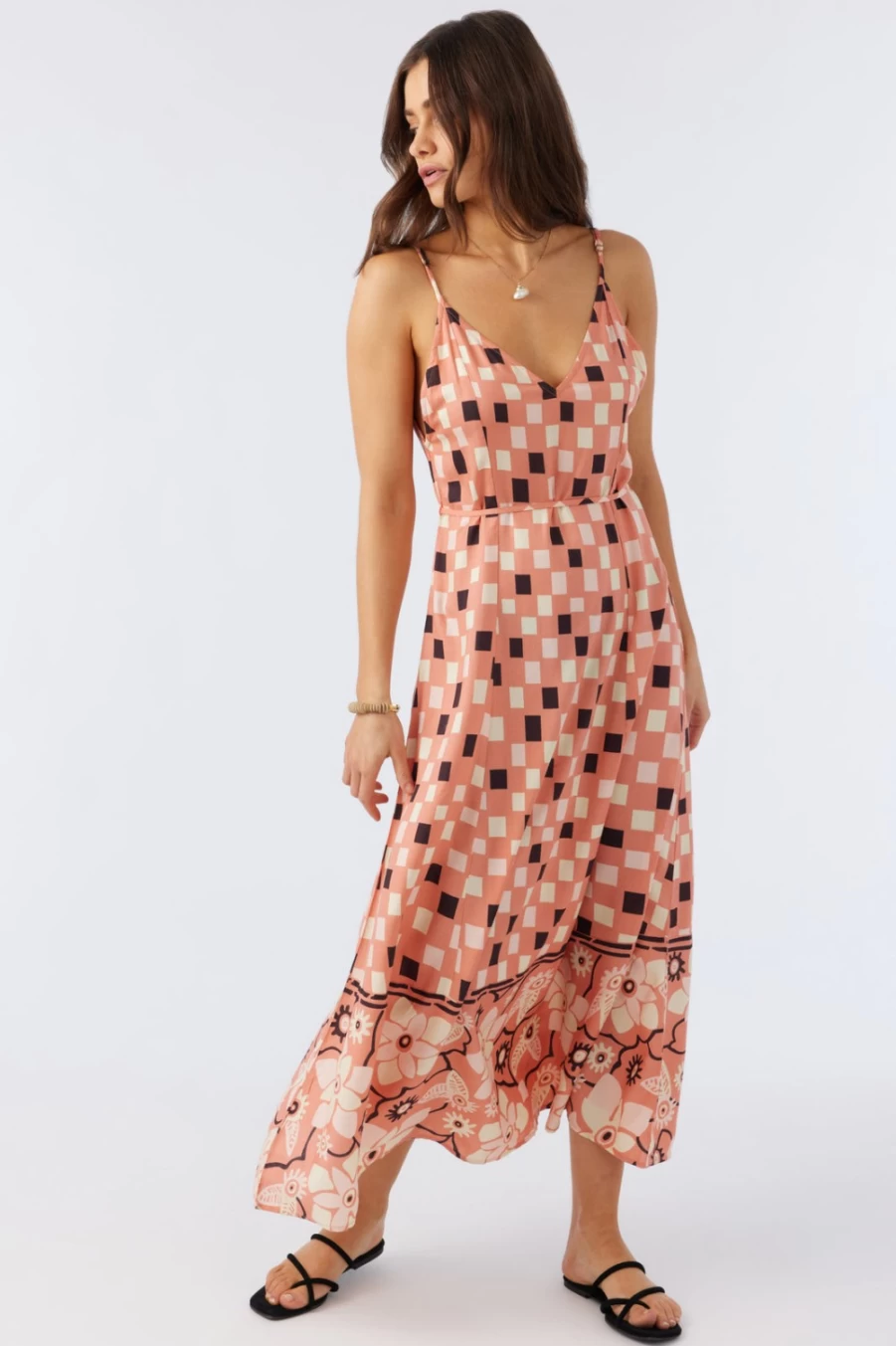 O'Neill Women's Dorthie Maxi Dress in Tawnyorg - Flowy Boho Summer Beach Dress
