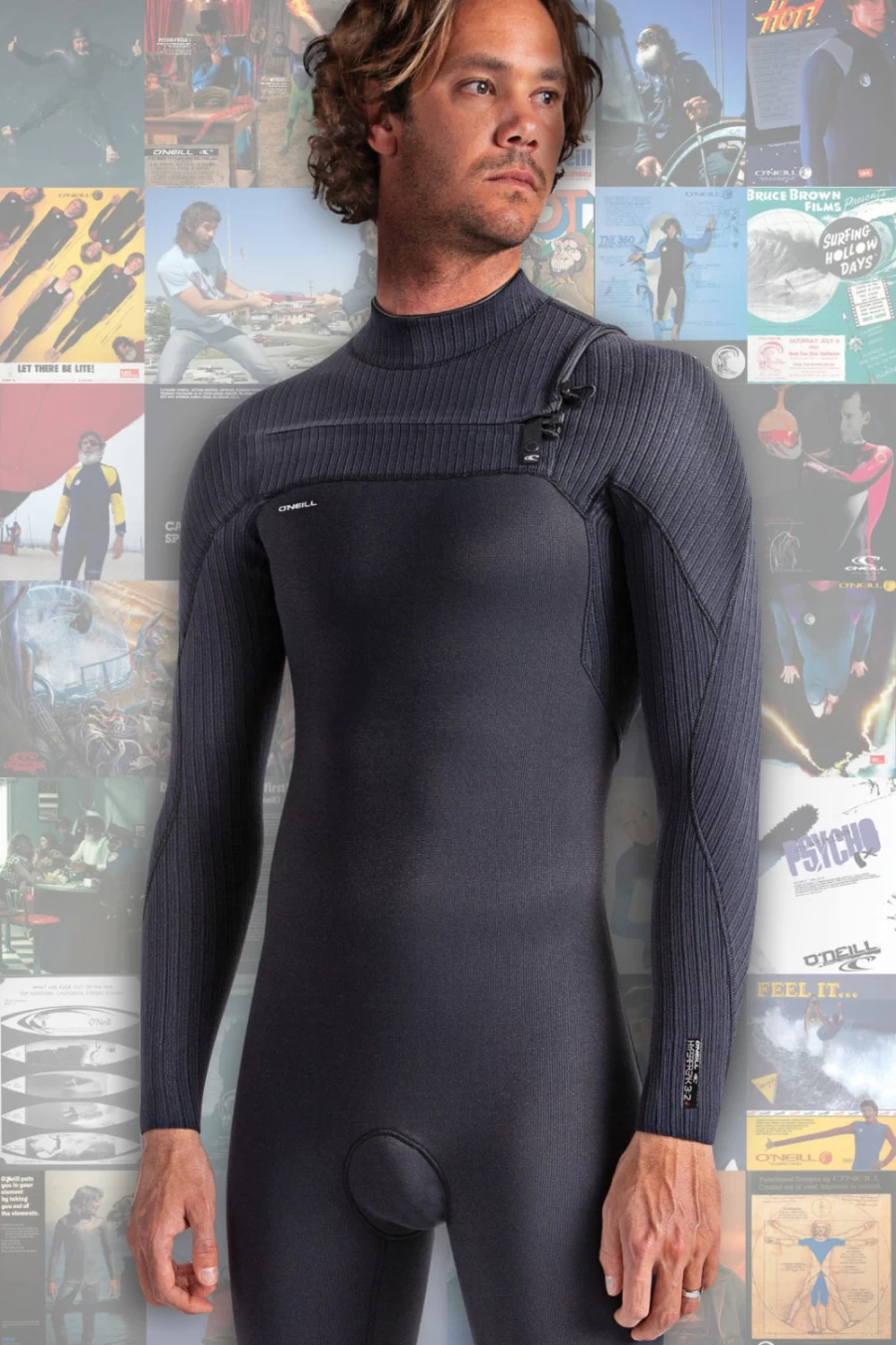 O'Neill Men's Hyperfreak 3/2mm Chest Zip Full Wetsuit - Black/Black (Blk/Blk)