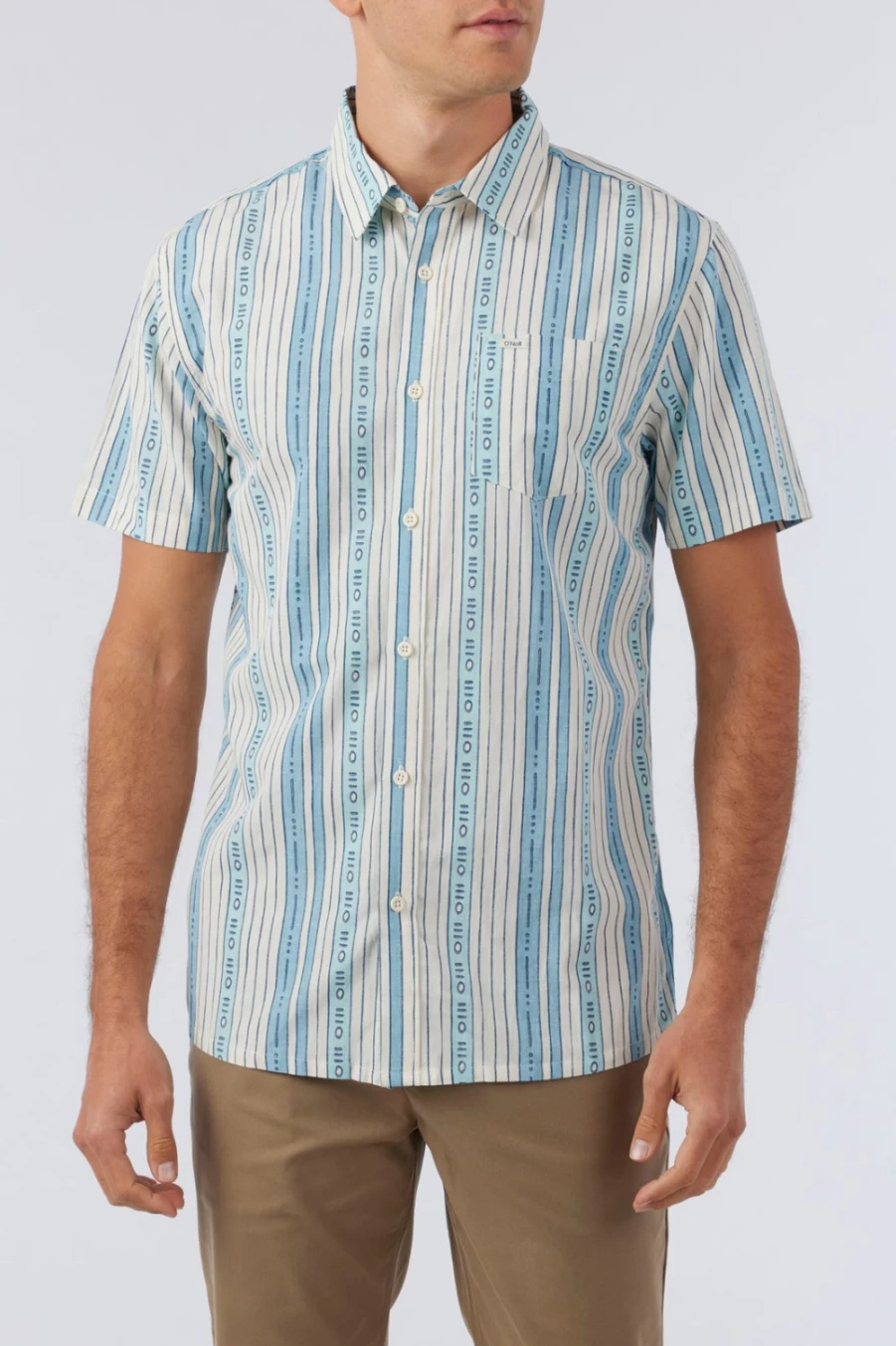 O'Neill Men's Eco Stripe Standard Shirt in Cream - Sustainable Casual Wear