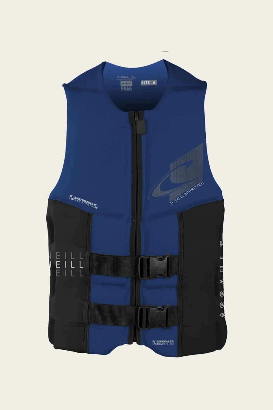 O'Neill Men's Assault USCG Vest in PAC/BLK - Coast Guard Approved Safety Gear