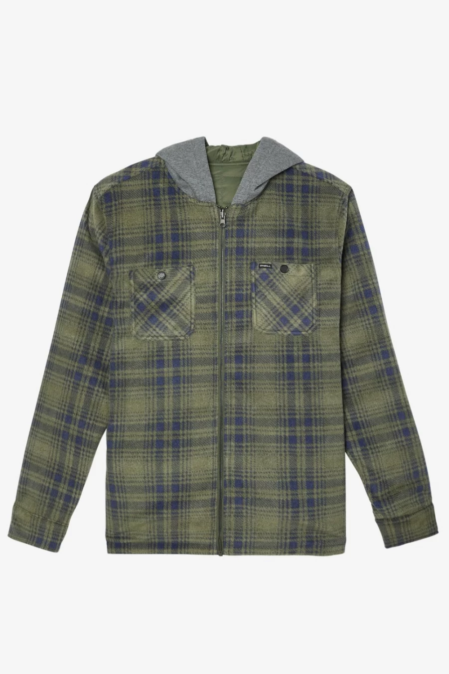 O'Neill Men's Glacier Reversible Hooded Jacket in Dark Olive - Waterproof Winter Coat
