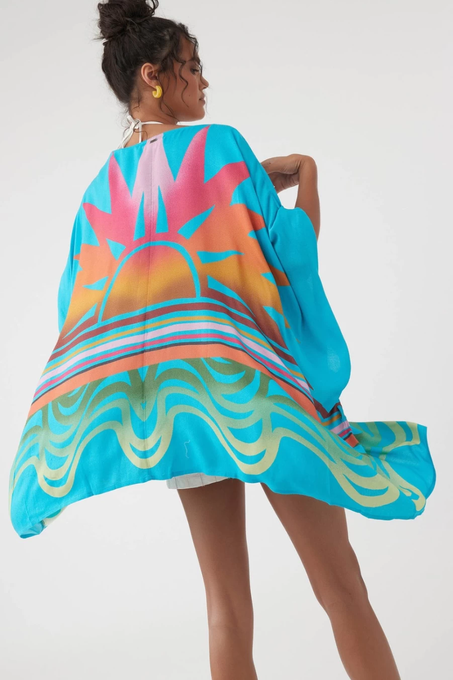 O'Neill Women's Aquamarine Carmelita Kimono - Lightweight Boho Beach Cover-Up