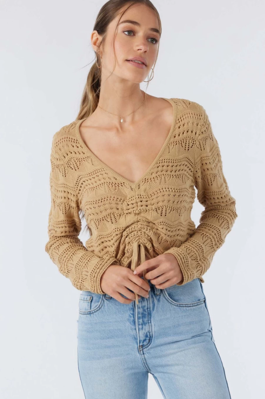 O'Neill Women's Khaki Harbor Sweater - Comfortable & Stylish Pullover
