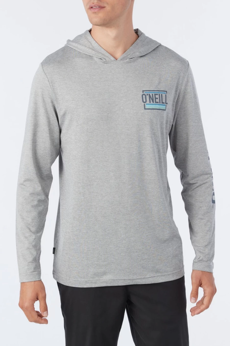O'Neill Men's Heather Grey UPF Hooded Long Sleeve Travel Shirt TRVLR